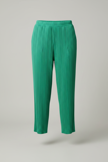 Pantalon À Pince Plissé Vert Cheville Décontracté Fluide - Polyester - vue 3