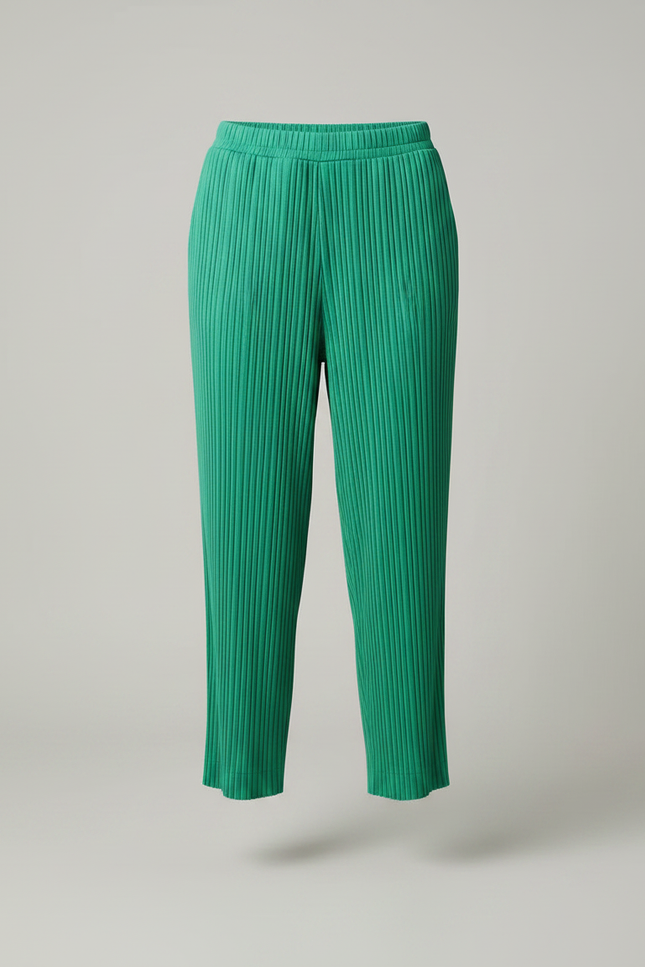 Pantalon À Pince Plissé Vert Cheville Décontracté Fluide - Polyester - vue 3