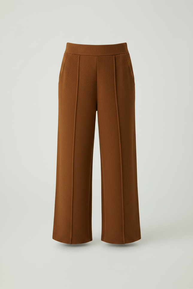 Pantalon À Pince Marron Tricoté Large Décontracté Fille - Maille - vue 3
