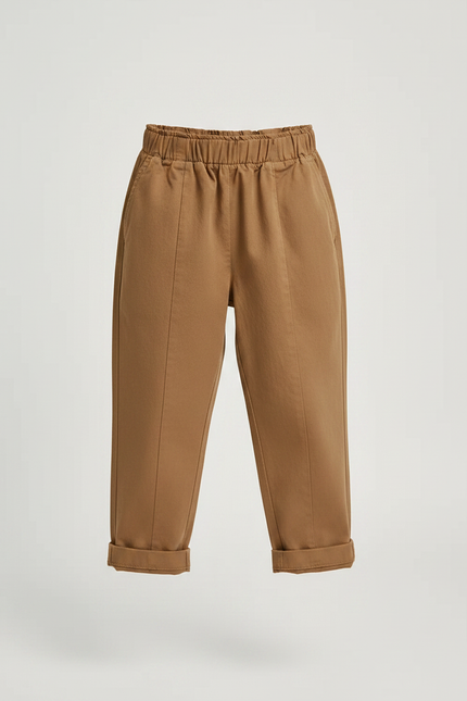 Pantalon À Pince Marron Ample Coton Décontracté Enfant - vue 3