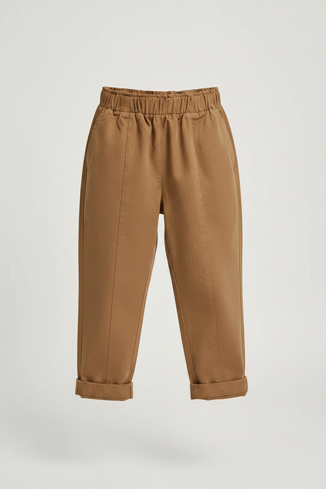 Pantalon À Pince Marron Ample Coton Décontracté Enfant - vue 3
