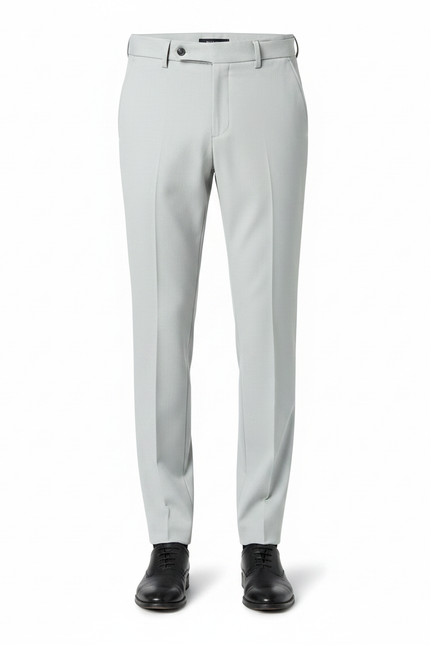 Pantalon À Pince Gris Clair Ceinture Élégant Homme - Gabardine - vue 3