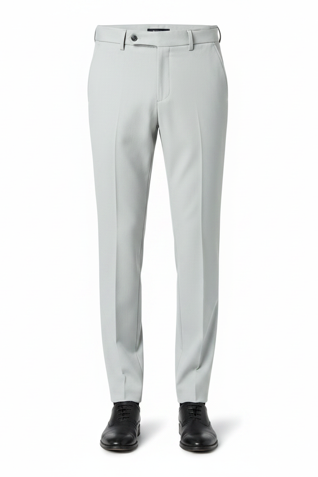 Pantalon À Pince Gris Clair Ceinture Élégant Homme - Gabardine - vue 3