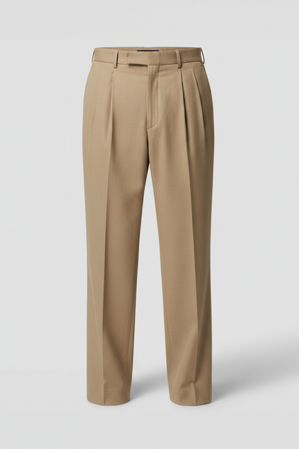 Pantalon À Pince Beige Plissé Ample Homme Élégant - Gabardine - vue 3