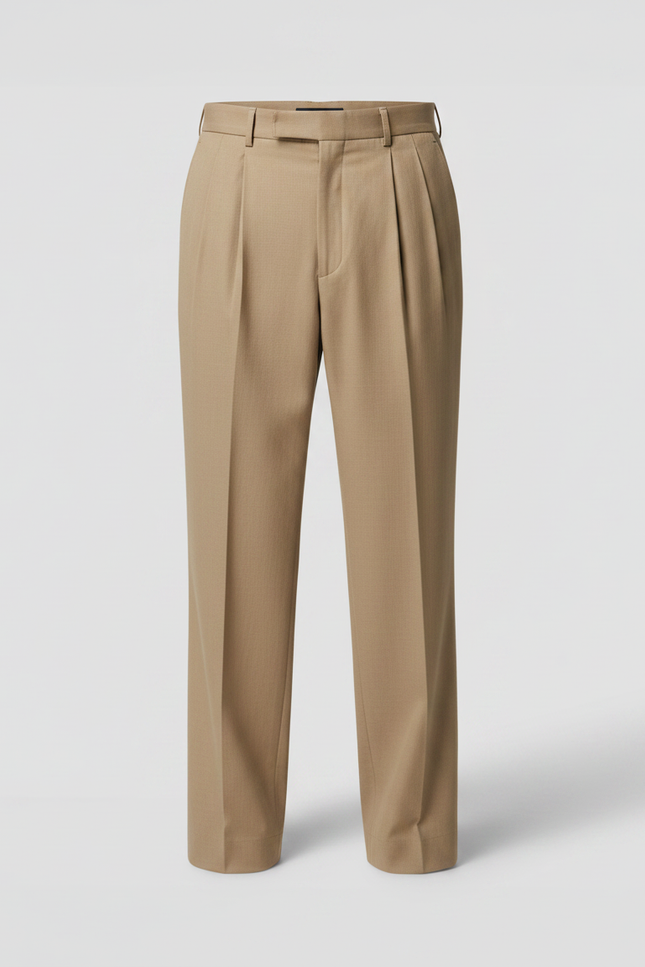 Pantalon À Pince Beige Plissé Ample Homme Élégant - Gabardine - vue 3