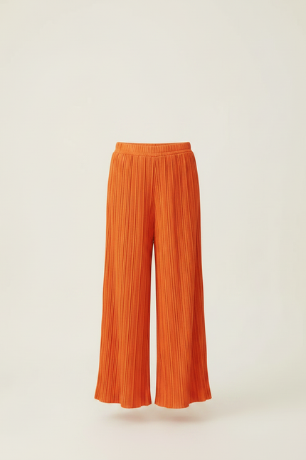 Pantalon À Pince Orange Plissé Ample Décontracté Enfant - Maille - vue 3