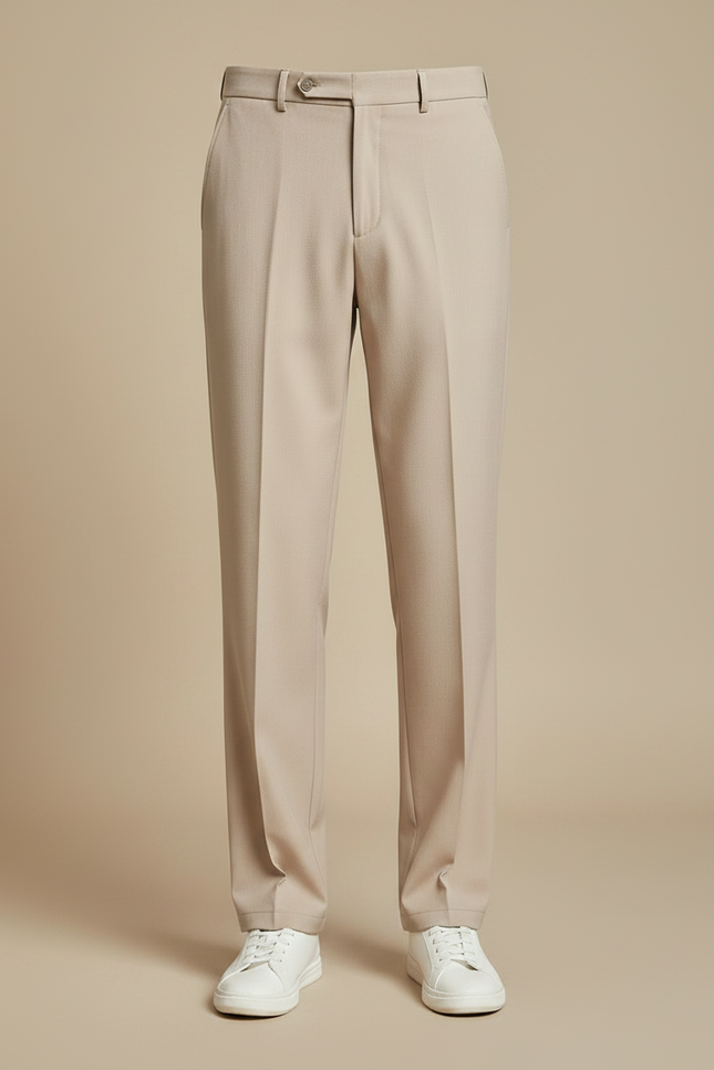 Pantalon À Pince Beige Droit Élégant Homme Décontracté - Gabardine - vue 3