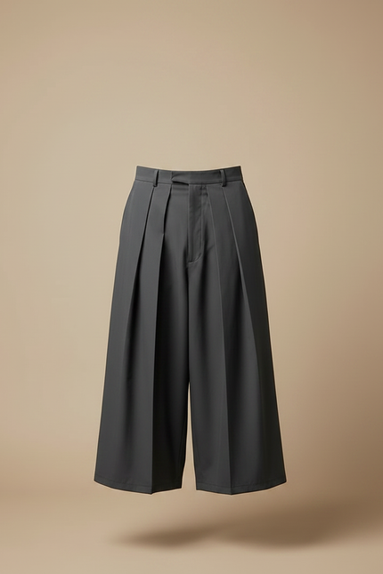 Pantalon À Pince Gris Plissé Ample Décontracté Homme - Polyester - vue 3