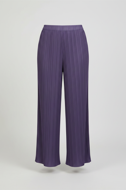 Pantalon À Pince Plissé Violet Ample Fluide Élégant - Polyester - vue 3