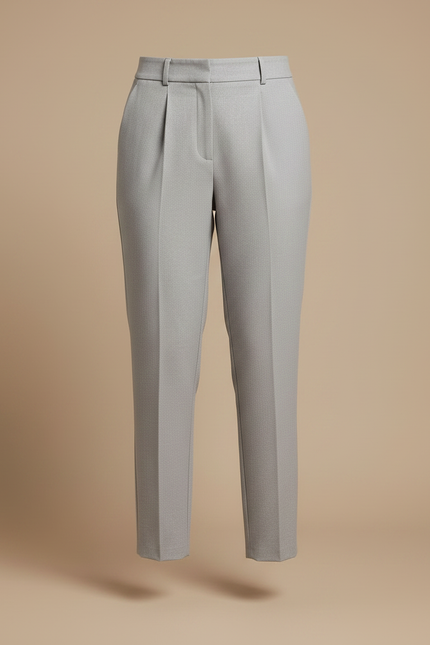 Pantalon À Pince Gris Taille Haute Élégant Décontracté - Gabardine - vue 3
