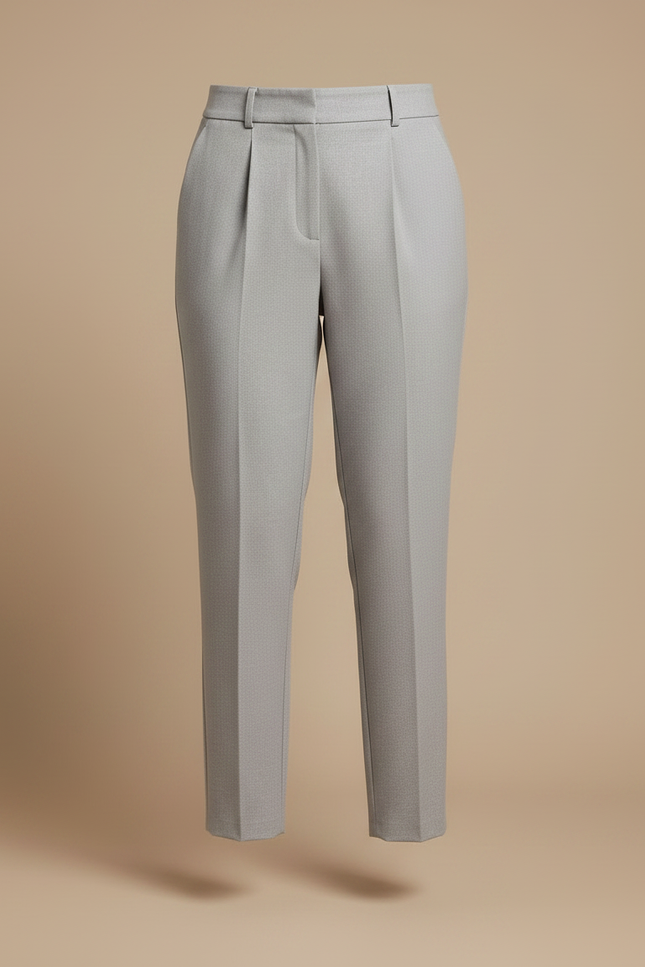 Pantalon À Pince Gris Taille Haute Élégant Décontracté - Gabardine - vue 3