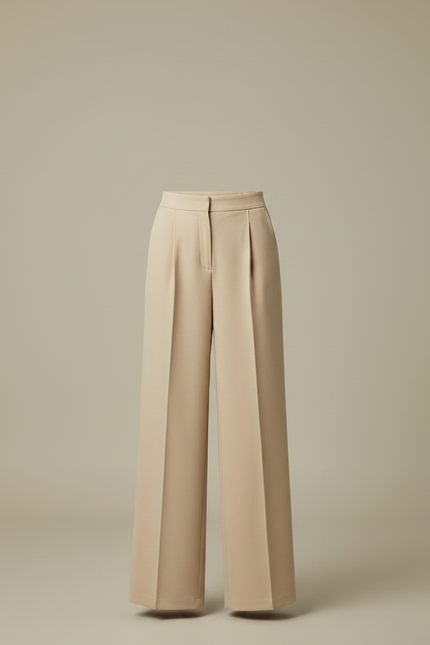 Pantalon À Pince Beige Ample Taille Haute Fluide - Polyester - vue 3