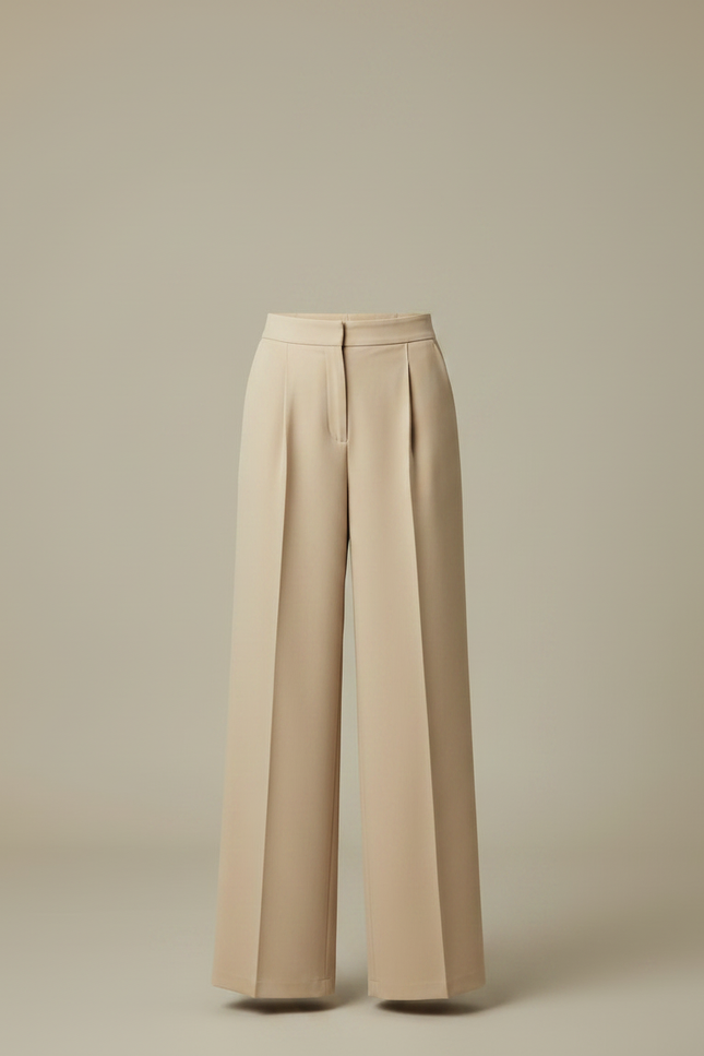 Pantalon À Pince Beige Ample Taille Haute Fluide - Polyester - vue 3