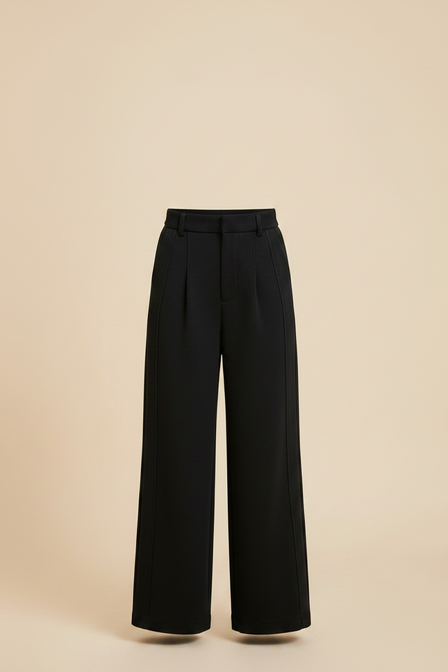 Pantalon À Pince Noir Ample Droit Fille - Gabardine - vue 3