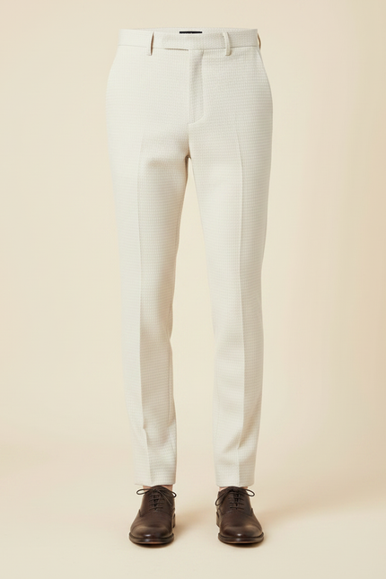 Pantalon À Pince Crème Motif Slim Élégant Homme - Beige Laine - vue 3