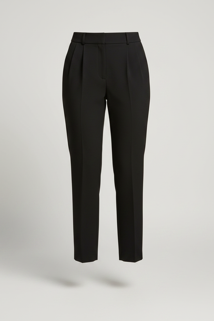 Pantalon À Pince Noir Taille Haute Plissé Élégant Femme - Polyester - vue 3