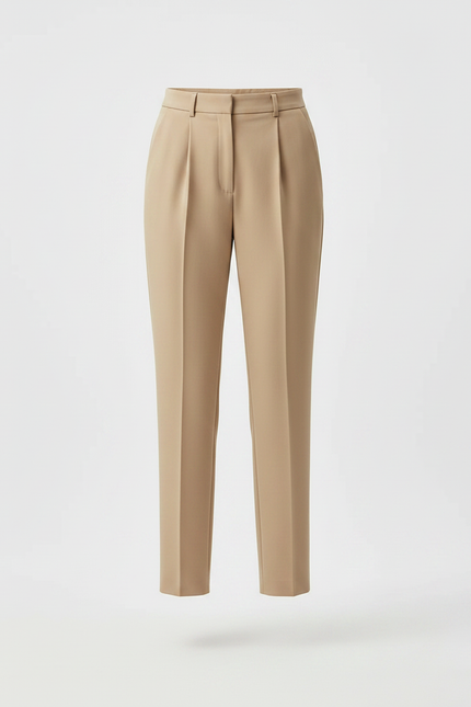 Pantalon À Pince Beige Fuselé Élégant Femme - Gabardine - vue 3
