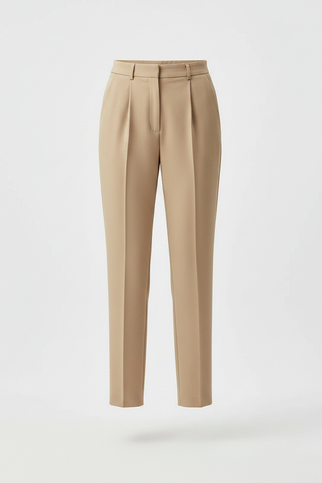 Pantalon À Pince Beige Fuselé Élégant Femme - Gabardine - vue 3