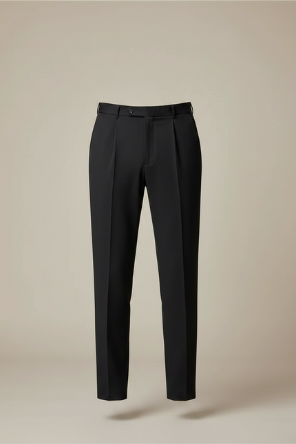 Pantalon À Pince Noir Slim Plissé Habillé Homme - Gabardine - vue 3