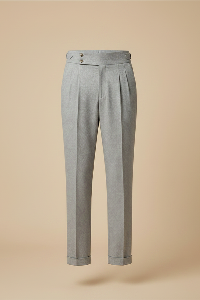 Pantalon À Pince Gris Plissé Taille Haute Élégant - Laine - vue 3