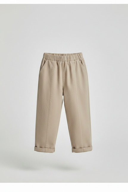 Pantalon À Pince Beige Coton Décontracté Enfant - vue 3