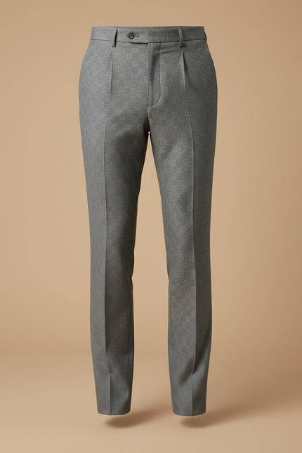 Pantalon À Pince Gris Élégant Plissé Décontracté Homme - Laine - vue 3