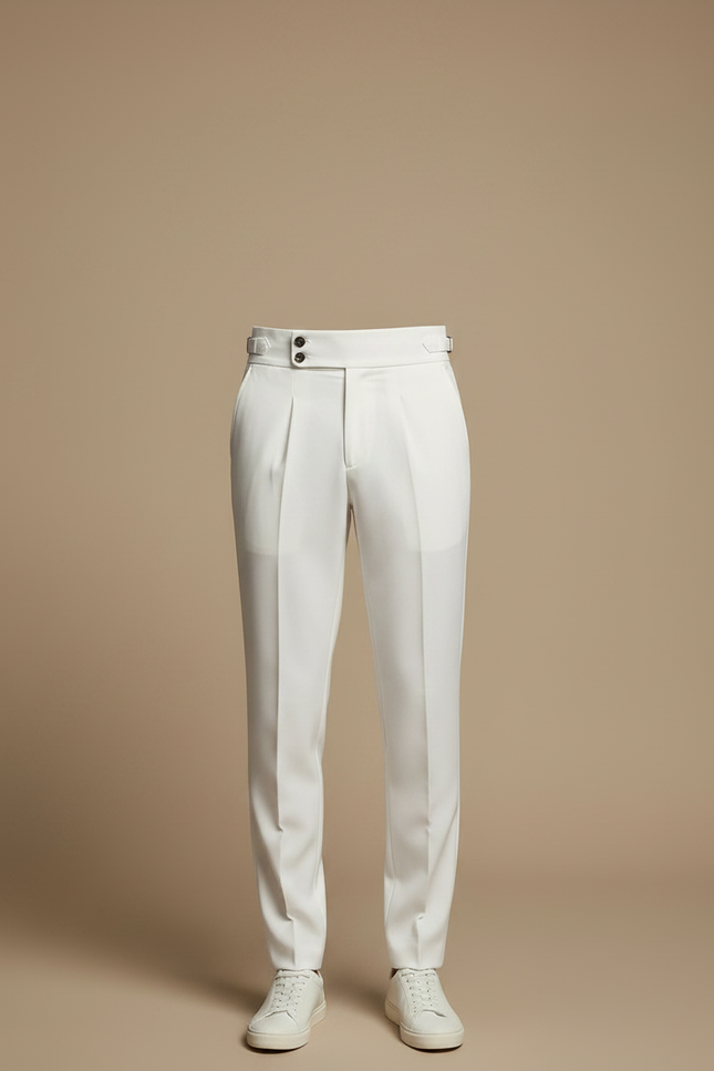 Pantalon À Pince Blanc Cassé Droit Élégant Décontracté - Gabardine - vue 3