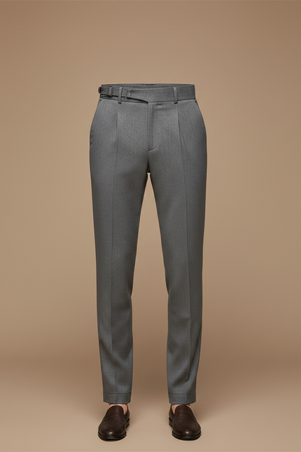 Pantalon À Pince Gris Élégant Droit Homme - Gabardine - vue 3