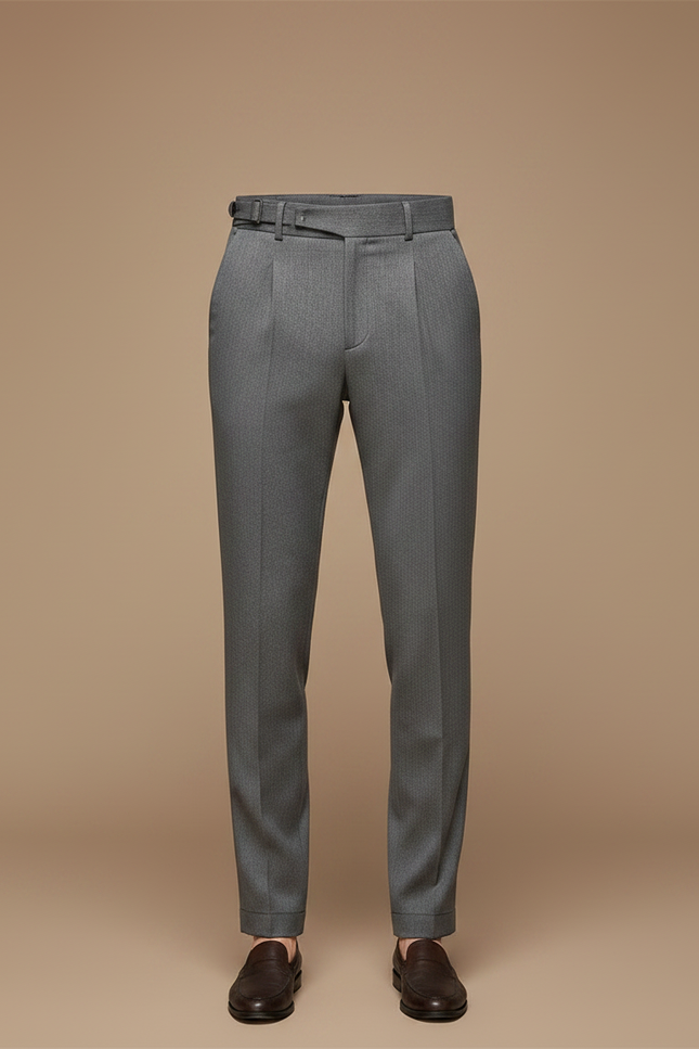 Pantalon À Pince Gris Élégant Droit Homme - Gabardine - vue 3