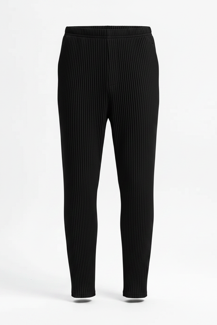 Pantalon À Pince Noir Plissé Droit Décontracté Homme - Polyester - vue 3