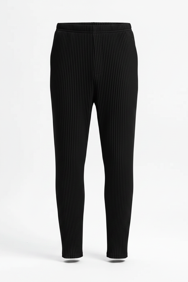 Pantalon À Pince Noir Plissé Droit Décontracté Homme - Polyester - vue 3