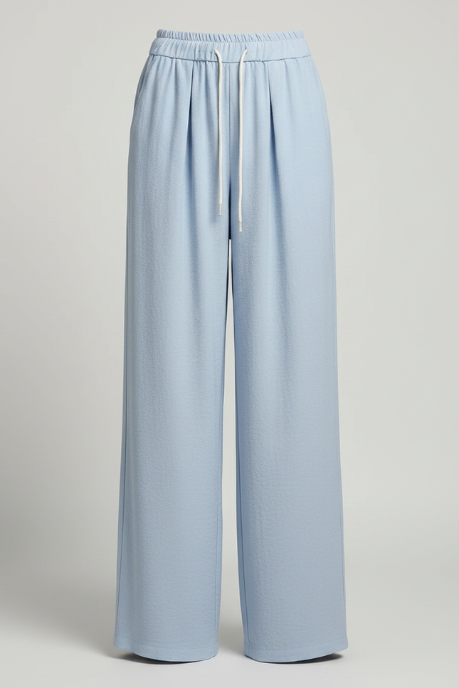 Pantalon À Pince Bleu Clair Fluide Ample Décontracté Femme - Viscose - vue 3