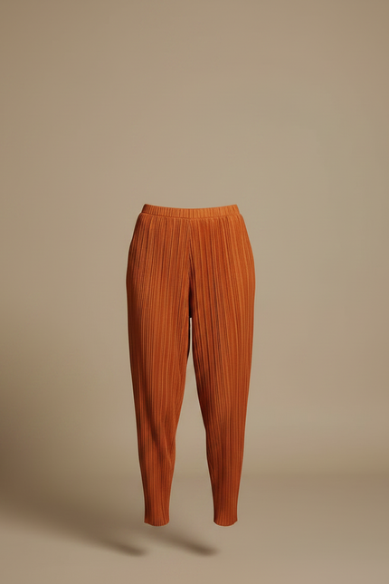 Pantalon À Pince Plissé Fluide Ample Orange Femme - Polyester - vue 3