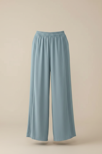 Pantalon À Pince Bleu Ciel Fluide Plissé Femme Décontracté - Viscose - vue 3