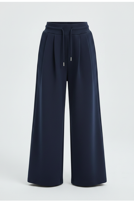 Pantalon À Pince Bleu Marine Ample Décontracté - Molleton - vue 3