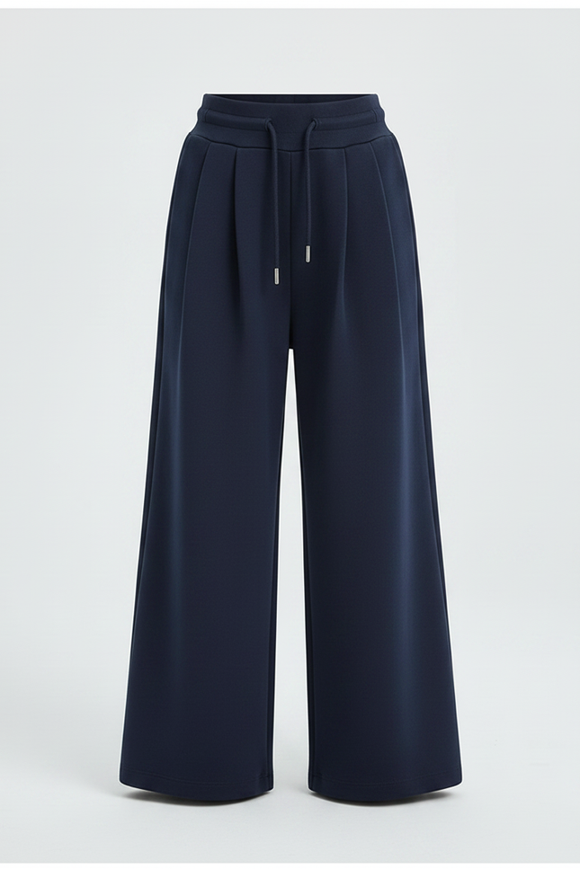 Pantalon À Pince Bleu Marine Ample Décontracté - Molleton - vue 3