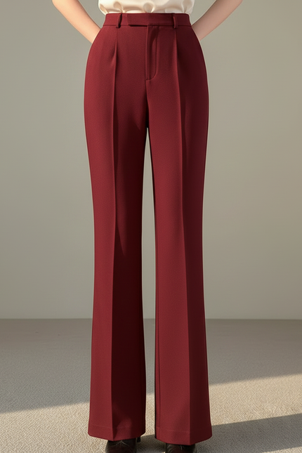 Pantalon À Pince Bordeaux Fluide Taille Haute Élégant - Polyester - vue 3