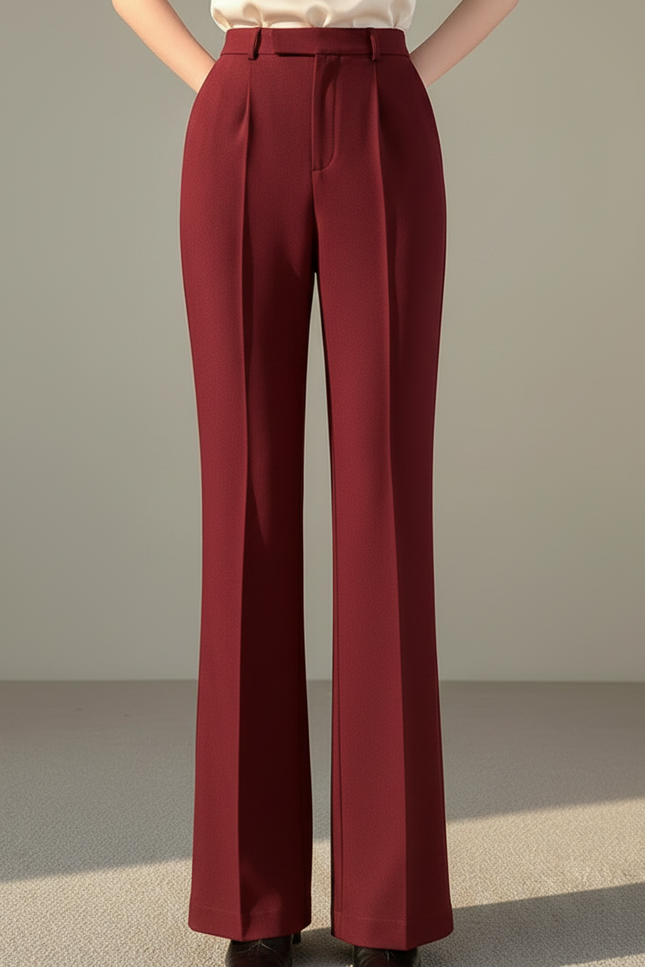 Pantalon À Pince Bordeaux Fluide Taille Haute Élégant - Polyester - vue 3