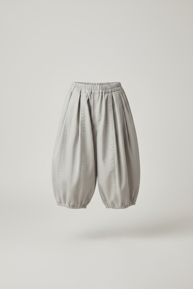 Pantalon À Pince Gris Ample Coton Enfant Décontracté - Toile - vue 3