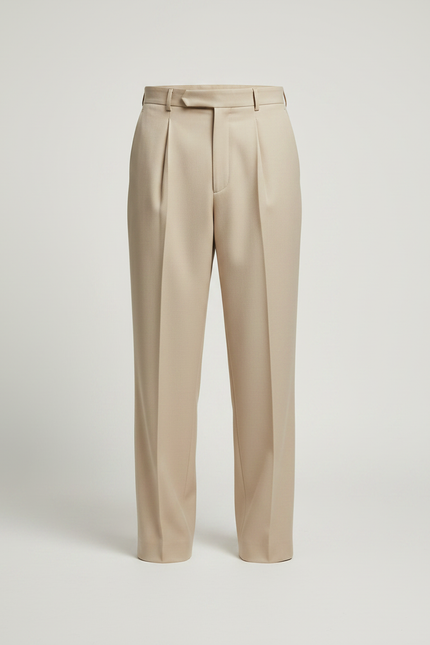 Pantalon À Pince Beige Plissé Ample Élégant Homme - Gabardine - vue 3